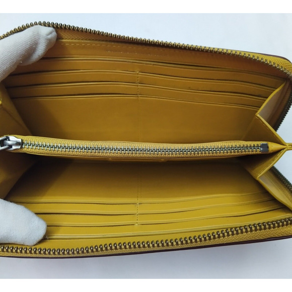 Coach Yellow Leather Zip Around Credit Card Wallet - Picture 10 of 16
